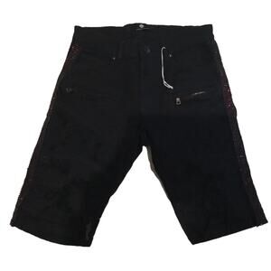 Focus Stone Solid Black Denim Shorts Sz 30